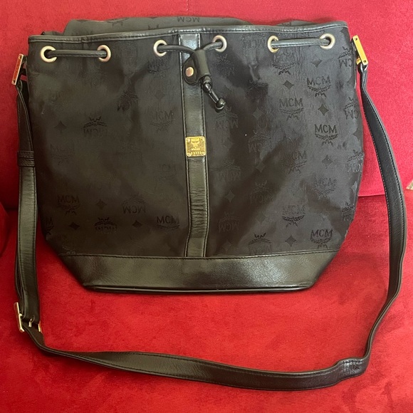 GUC MCM Visetos Nylon Bucket Bag - Picture 3 of 13